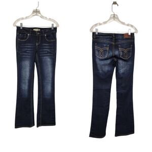 Paris Blues Women’s Junior Boot Cut Denim Jeans Distressed Stretch Size 7